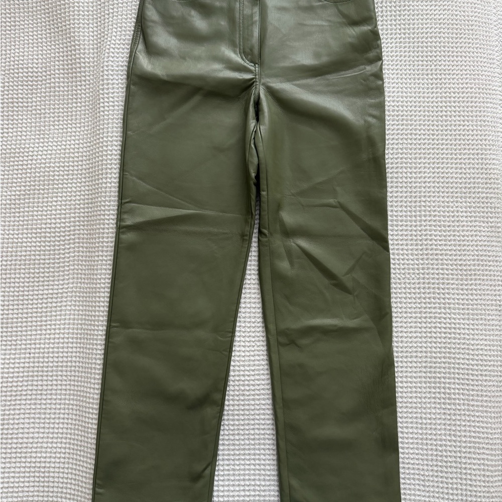 Olive Green Aritzia Wilfred The Melina Leather Pants, size 8